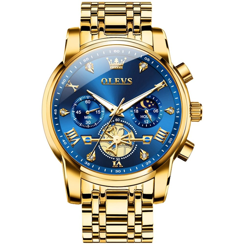 OLEVS Uhren Herren Chronograph Wasserdicht Analog Quarz Uhr Herren Mode Lässig Business Leuchtend Edelstahl Großgesicht Herrenuhr