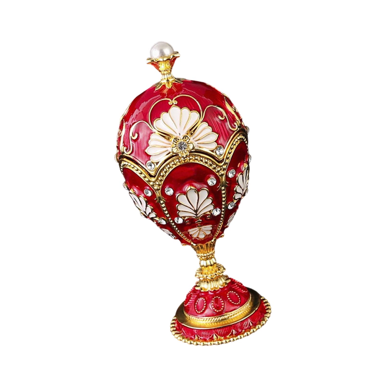 Exquisite Handcrafted Enameled Eggs Decorative Box for Jewelry Storage Trinket Organiser with Crystal Rhinestones Elegant Metal Enameled Trinket Organiser with Crystal Accent Rhinestones Jewelry Box