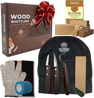 Wood Carving Kit for Beginners | Complete 18-Piece Wood Carving Knife Set | Online Video Training | Travel Ready Roll Bag | Strong Rivet Assembly | Sharpening Accessories | Whittl…