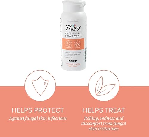 Miniatura 8 de Thera Polvo corporal antifúngico, 2% de fuerza, alivio para pie de atleta, picor deportista, tiña - 3 onzas