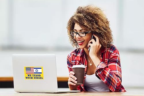 Miniatura 2 de Calcomanías de 3 x 5 pulgadas con texto en inglés We Stand with Israel Supported by Americans, paquete de 3 unidades enviadas desde Estados Unidos,