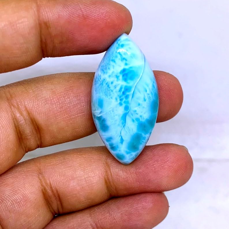 Larimar cabochon marquise naturel pour sublimer vos colliers