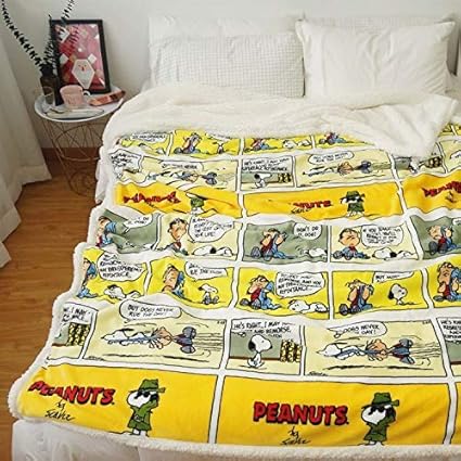 Amazon スヌーピー裏側ボアの暖かいスヌーピー毛布ブランケット ブランケット 毛布 オンライン通販