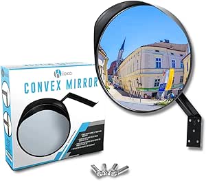 Kiloxa Safety Traffic Mirror, 12" Acrylic Mirror, Concave/Convex Mirror, Corner Blind Spot Mirror, Office Security Mirror Indoor,Outdoor Parabolic Mirror