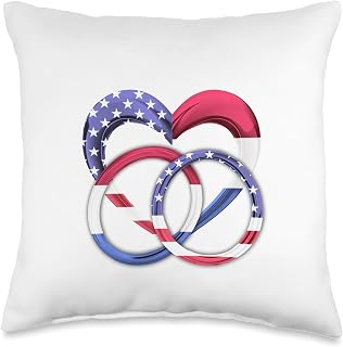 American Flag Heart Wedding Rings Marriage Netherlands Throw Pillow