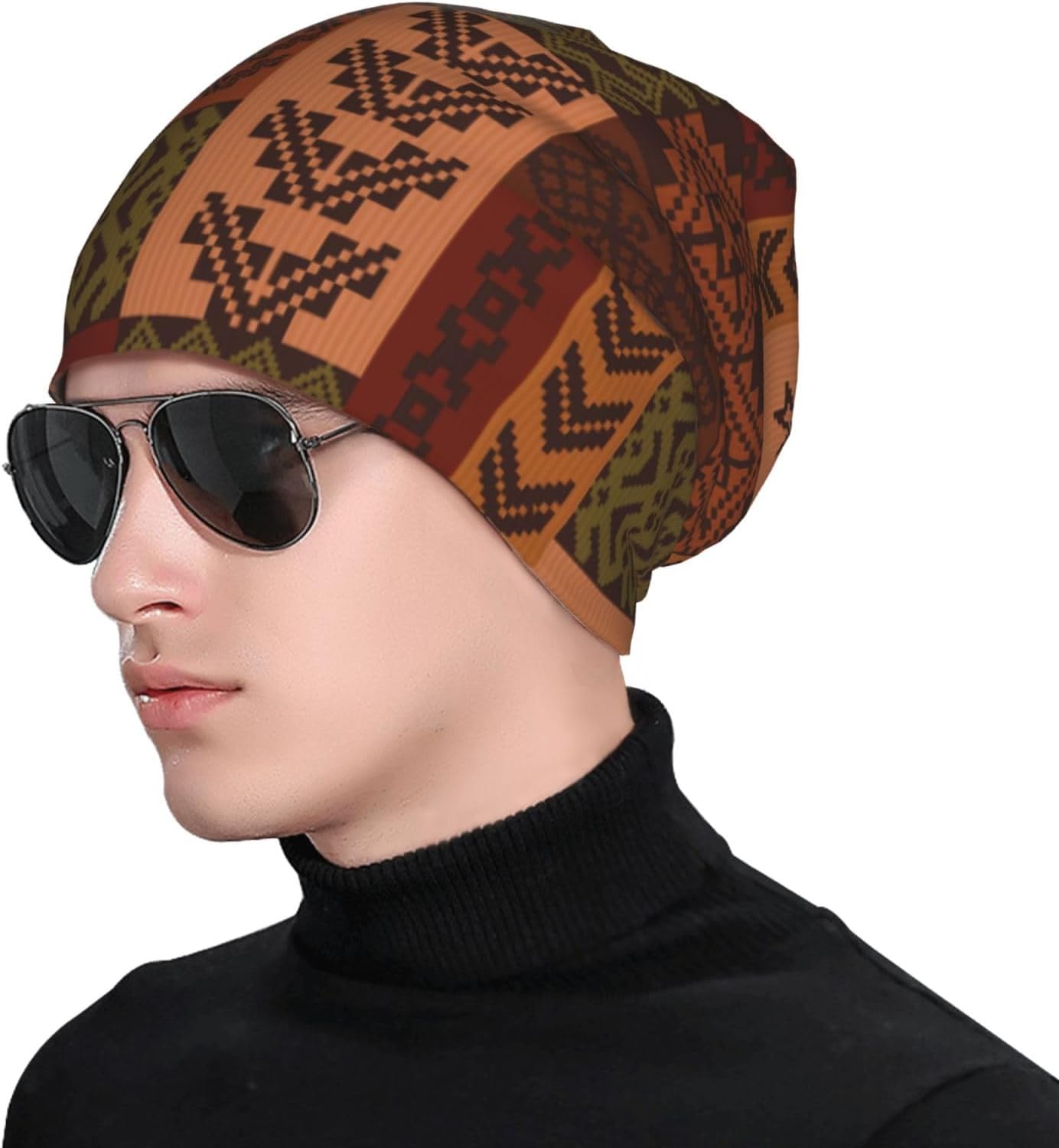 African Beanie Hat for Women Men Fashion African Ethnic Tribal Style Print Knitted Hat Chemo Hat Unisex Skull Caps - Image 3