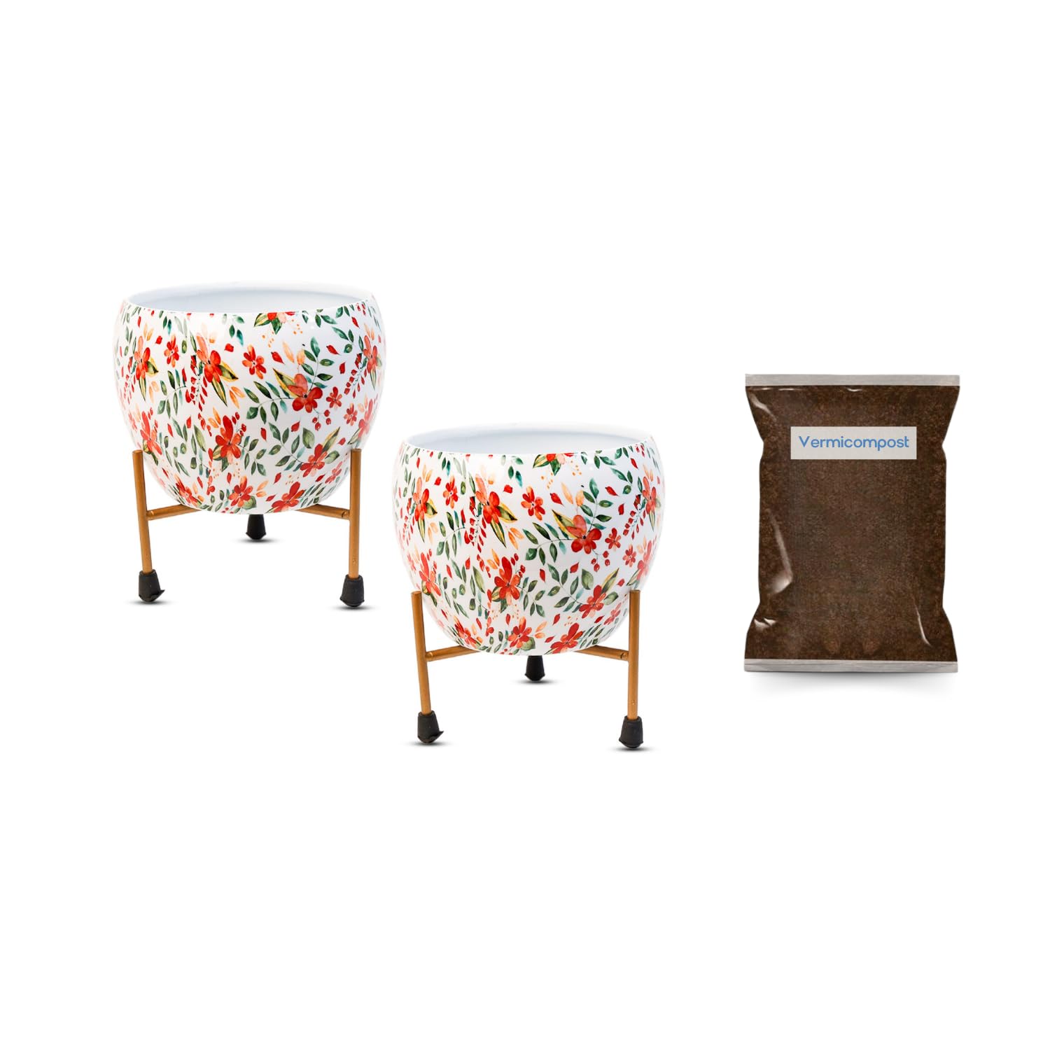 Amazon Brand - Umi REVA* Home Decor Vase with Stand I Flower Pot - Indoor Planter I Desktop - Home Decor Centepiece I Living Room Decor I 5 I Metal White- Marble I Set of 2 (B0CW6BR9GZ) Amazon Price History, Amazon Price Tracker