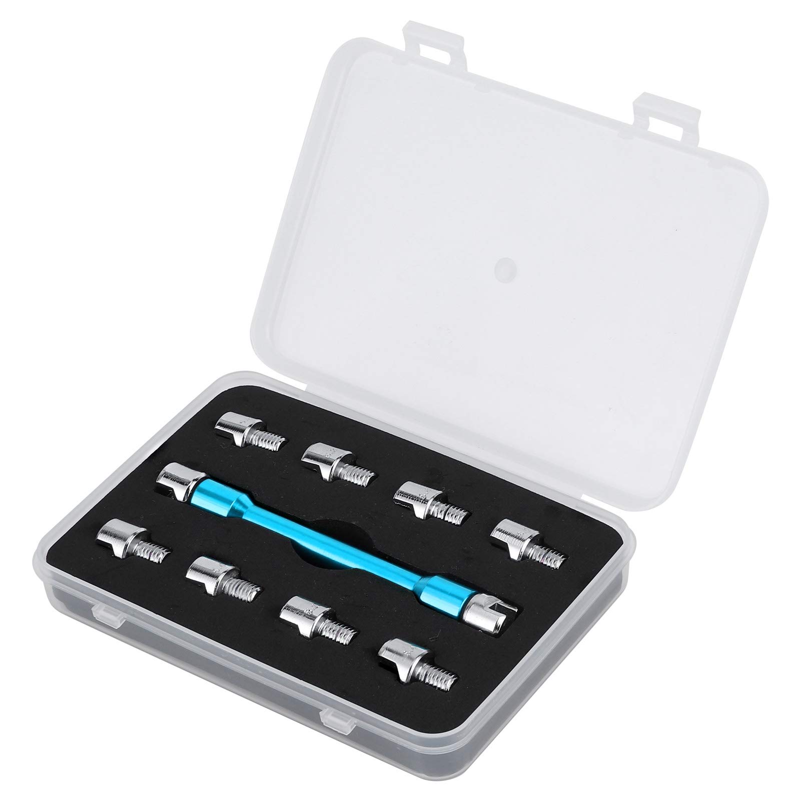 Qiilu Llave de radios de motocicleta, Juego de llaves CNC de llave de radios de motocicleta 5.0-6.8 Longitud 93 mm / 3.7in para la mayoría de las motocicletas(Azul)