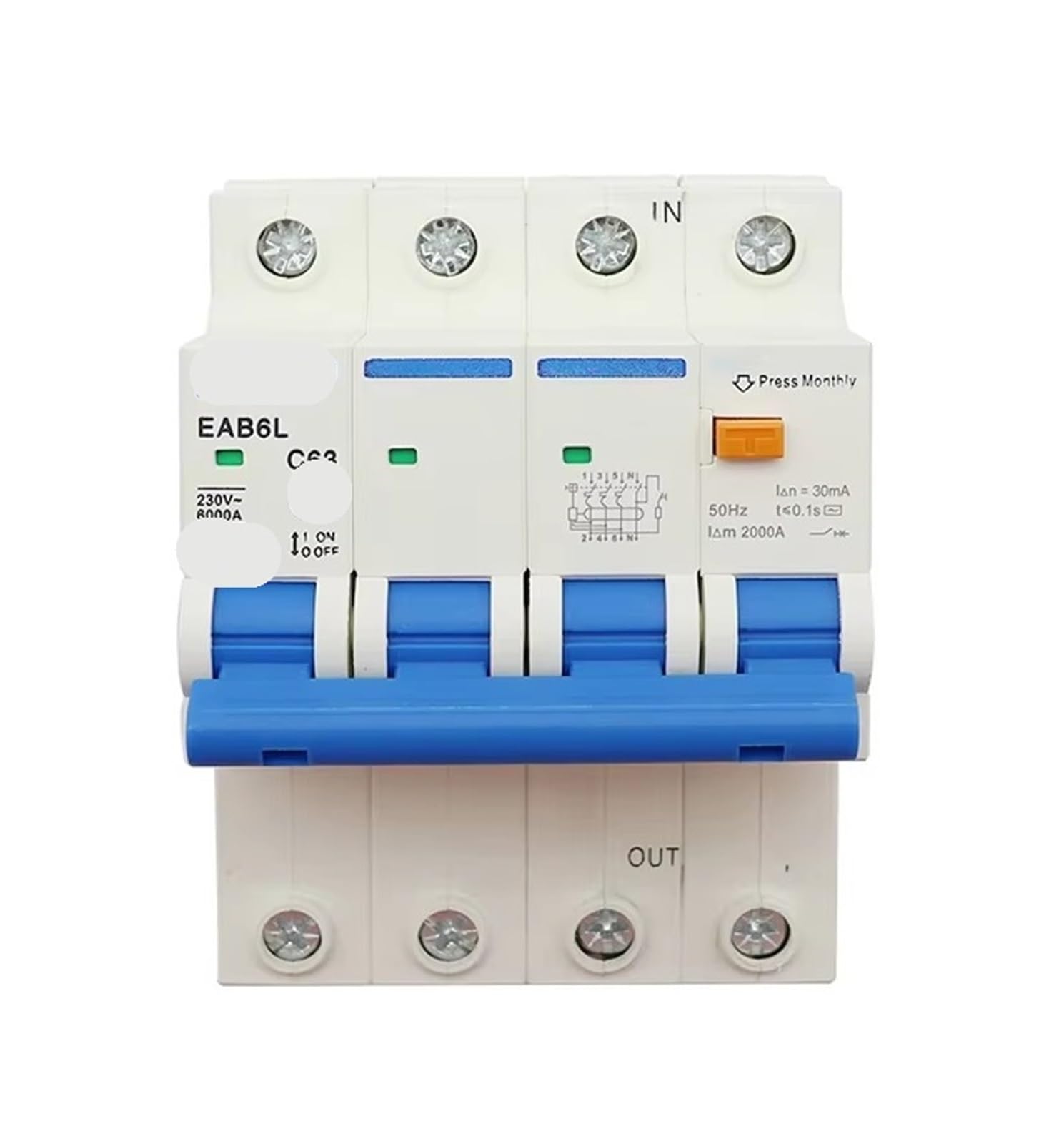 Disyuntor de corriente residual 2P 40A para protección activa contra fugas 4