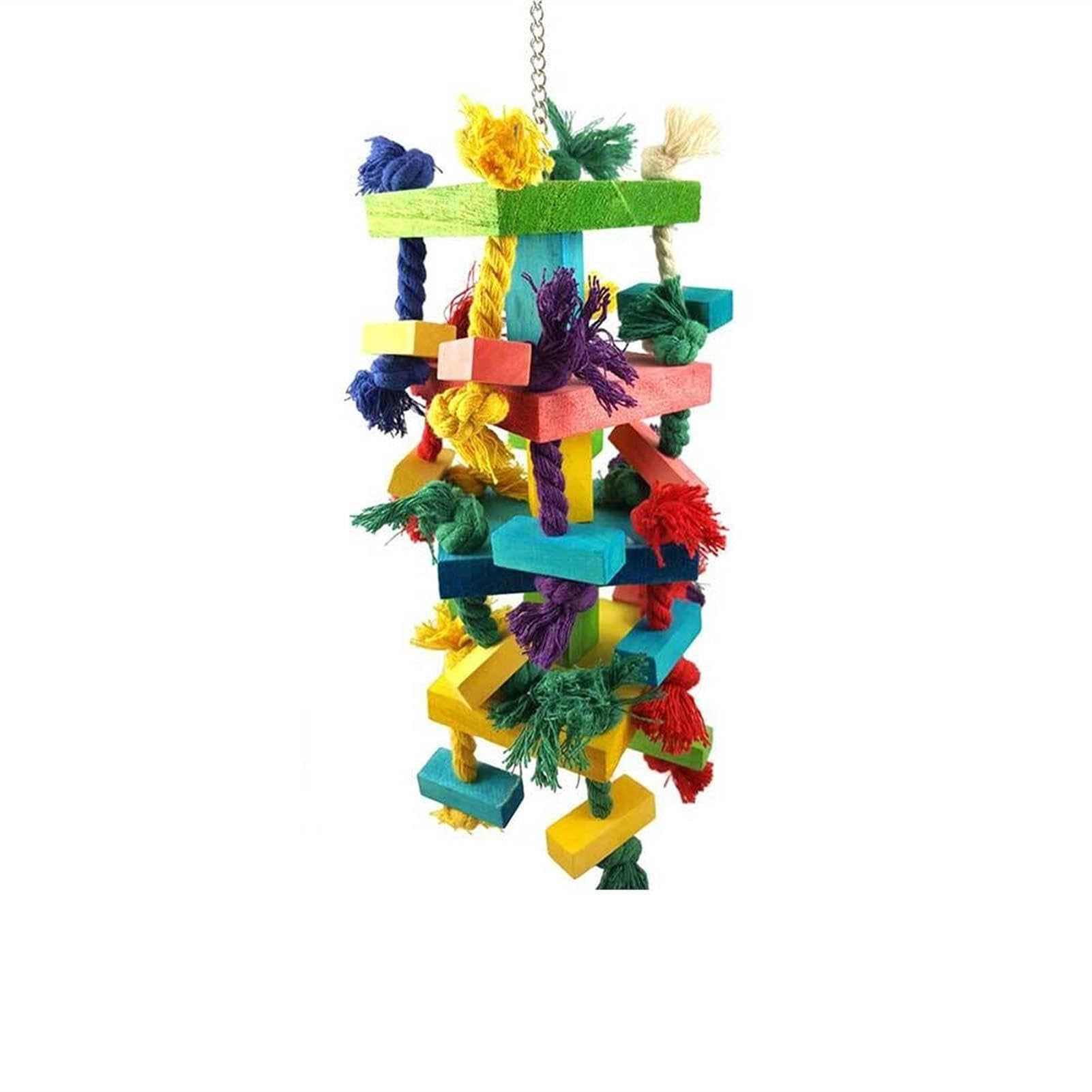 Giocattoli per Uccelli Bird Toys Pappagallo Giocattolo Pet Bird Masticare Giocattolo Parrot Cage Knots Blocco in Legno Naturale Parakeet Swing Bird Parrot Toy