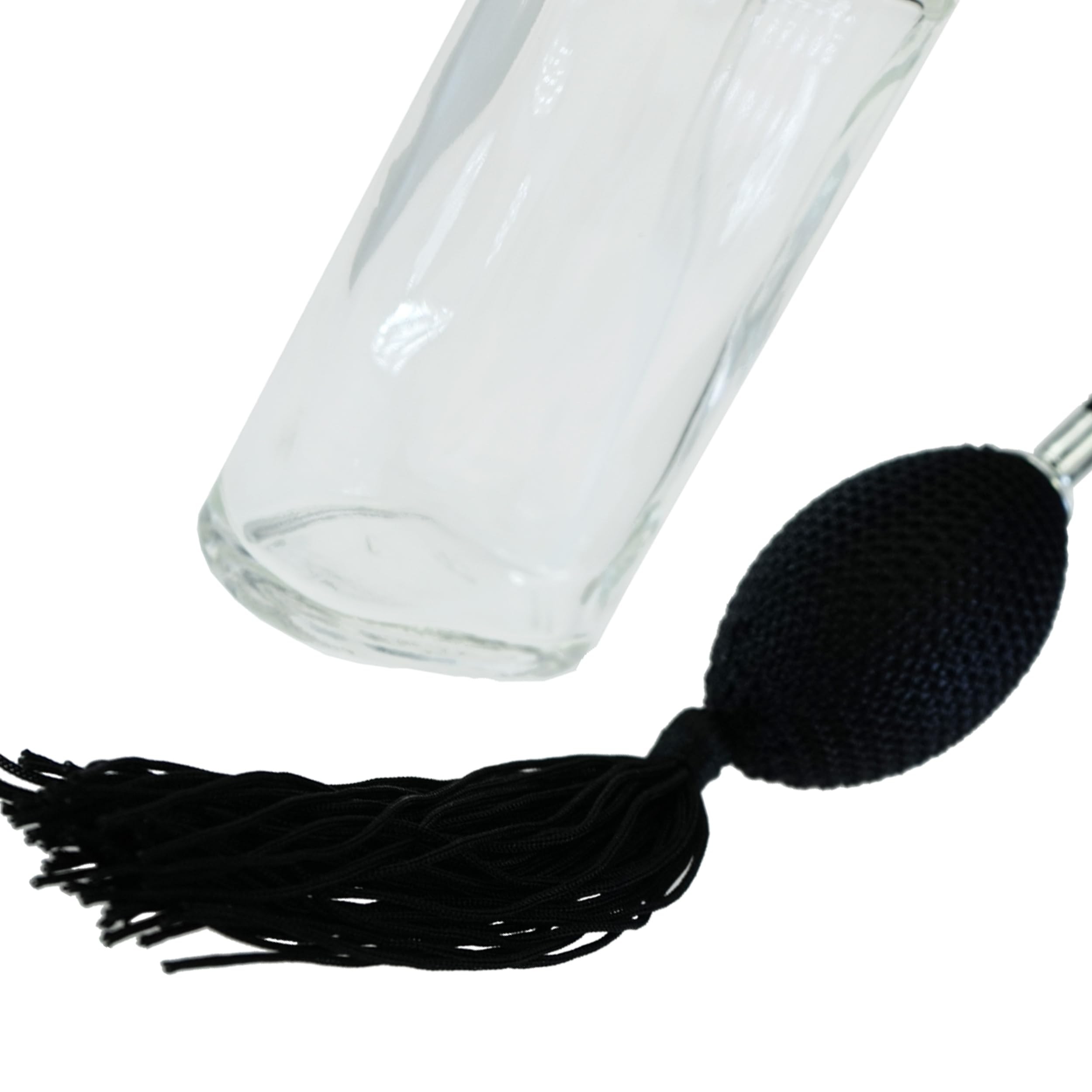 Fantasia szklany rozpylacz z pompką do piłki, do ponownego napełnienia 100 ml, perfumy rozpylacze do domu i w podróży, owalny, srebrny/czarny