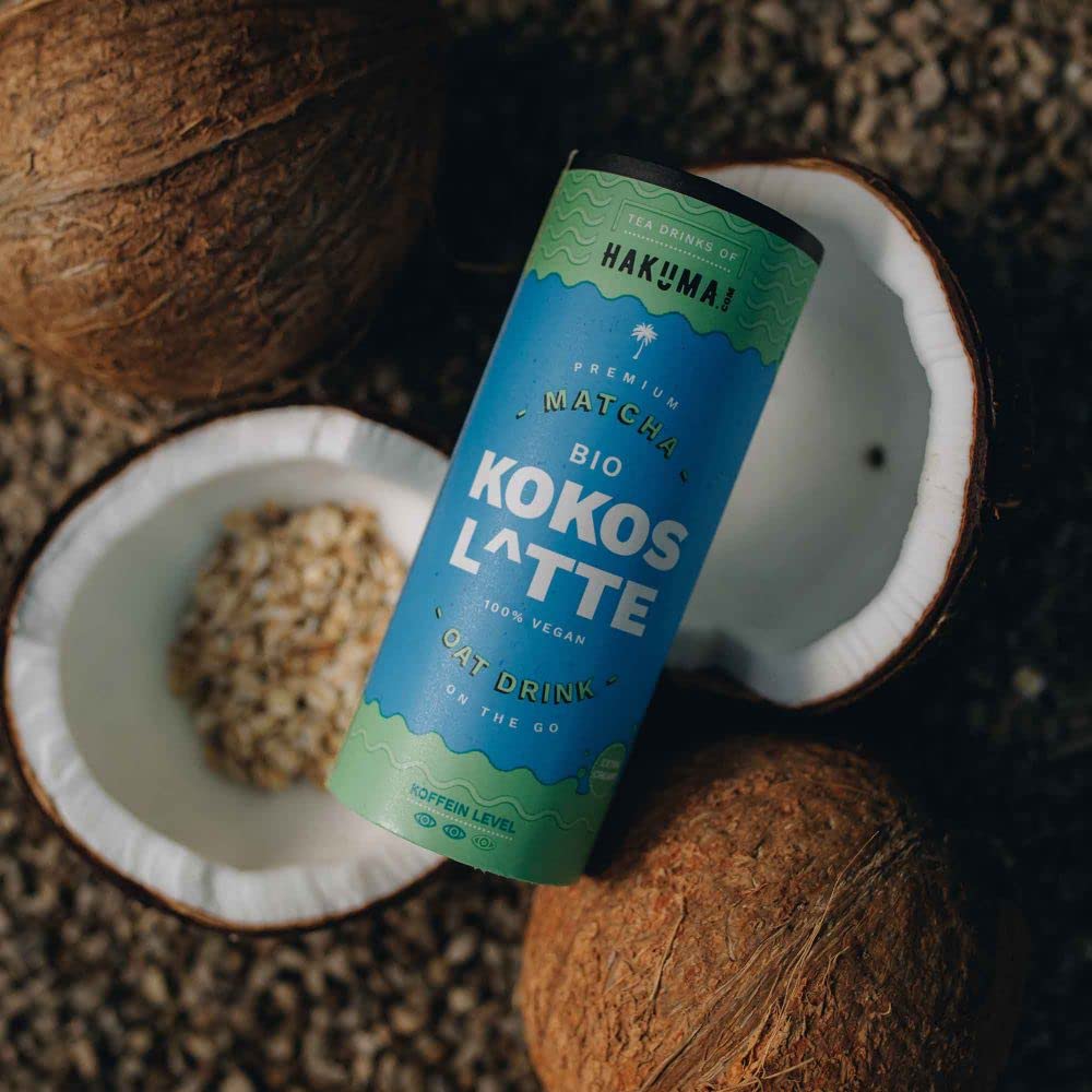HAKUMA Bio Kokos Latte 12 x 235ml - Premium Matcha Latte mit Hafer und extra creamy Kokosmilch - Urlaubsfeeling in der CartoCan von HAKUMA