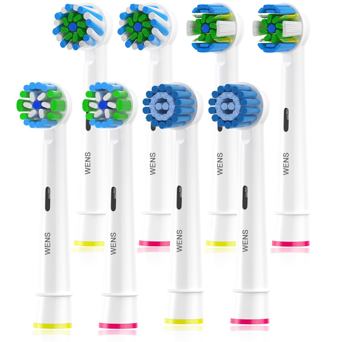 WENS Sensitive Aufsteckbürsten Kompatibel mit Braun Oral b Elektrische Zahnbürste, Zahnbürstenköpfe Geeignet für Oral-B Pro1000/2000, 4 Sensitive, 4 Precision, 4 Floss, 4 Cross, Schwarz 16er