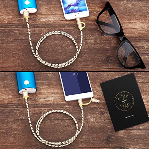 Multi Charging Cable 6.5Ft/2M Mfi Certified 2Pack Usb A To Lightning/Micro Usb Cables 2 In 1 Nylon Braided Charge And Sync Charger Cord For Iphone, Ipad/Ipod, Huawei, Nexus, Nokia, Sony, Htc & More #TOP4