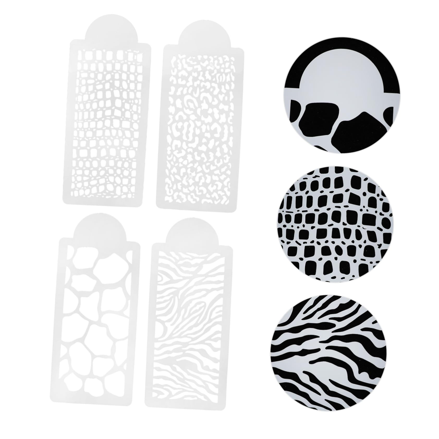 SHINEOFI 6sets Modelli Di Stencil Per Torte Con Stampa Di Animali Leopardo e Mucca Per Decorazioni Fai Te e Artigianato Creativo