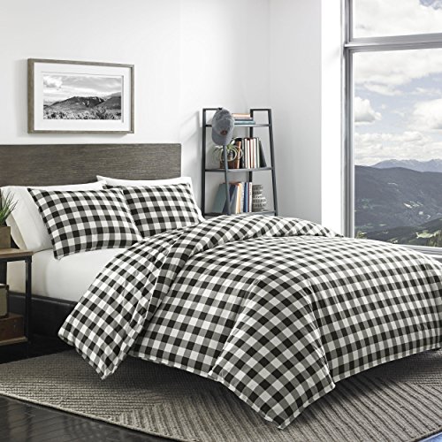 Image of Eddie Bauer - King Comforter Set, Cotton Reversible Bedding, Buffalo Plaid Bedding Set (Black Check, King)