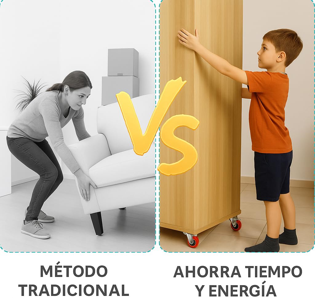Transportador para Mover Muebles Pesados con Ruedas, Muy Resistente, Materiales, 600 kg, Ruedas para Muebles, Elevador Muebles 360° Ruedas Giratorias, Elevador de Muebles, Acero