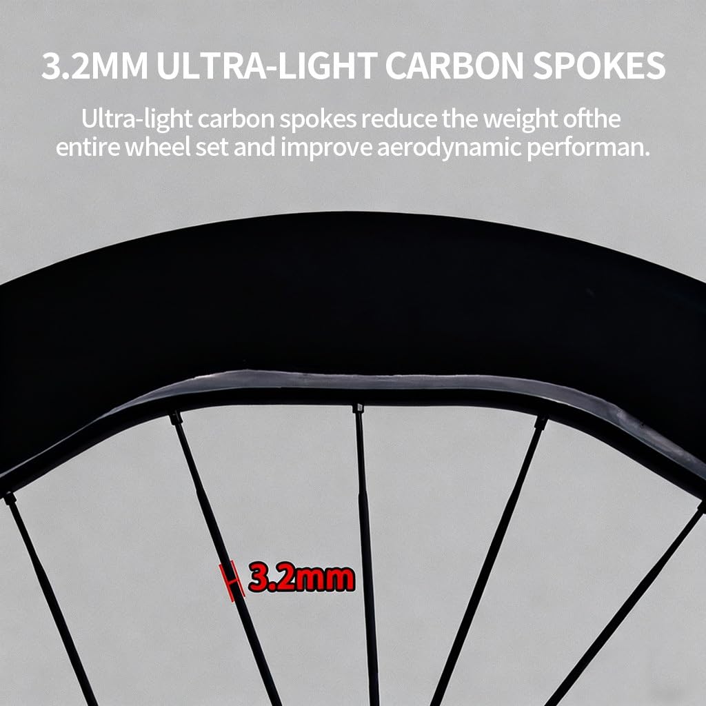 700c Set Di Ruote Per Bici Da Strada 6560mm Cerchio In Carbonio Ruota Tubeless Ready Perno Passante Center Lock, Cricchetto 36T, Cuscinetti In Ceramica, HG/XDR