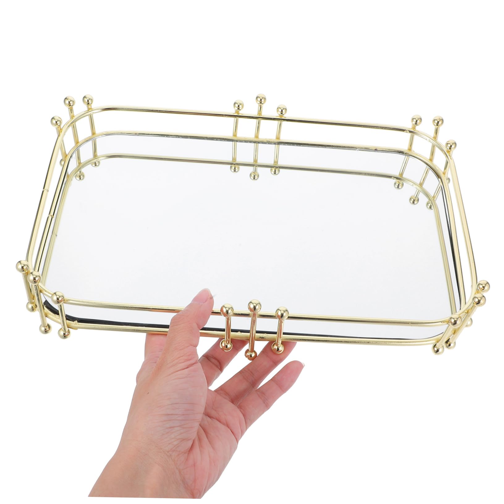 ABOOFAN Bandeja Decorativa para Tocador y Baño, Organizador de Maquillaje y Perfumes, Hierro Dorado, Gran Capacidad, Fácil de Limpiar