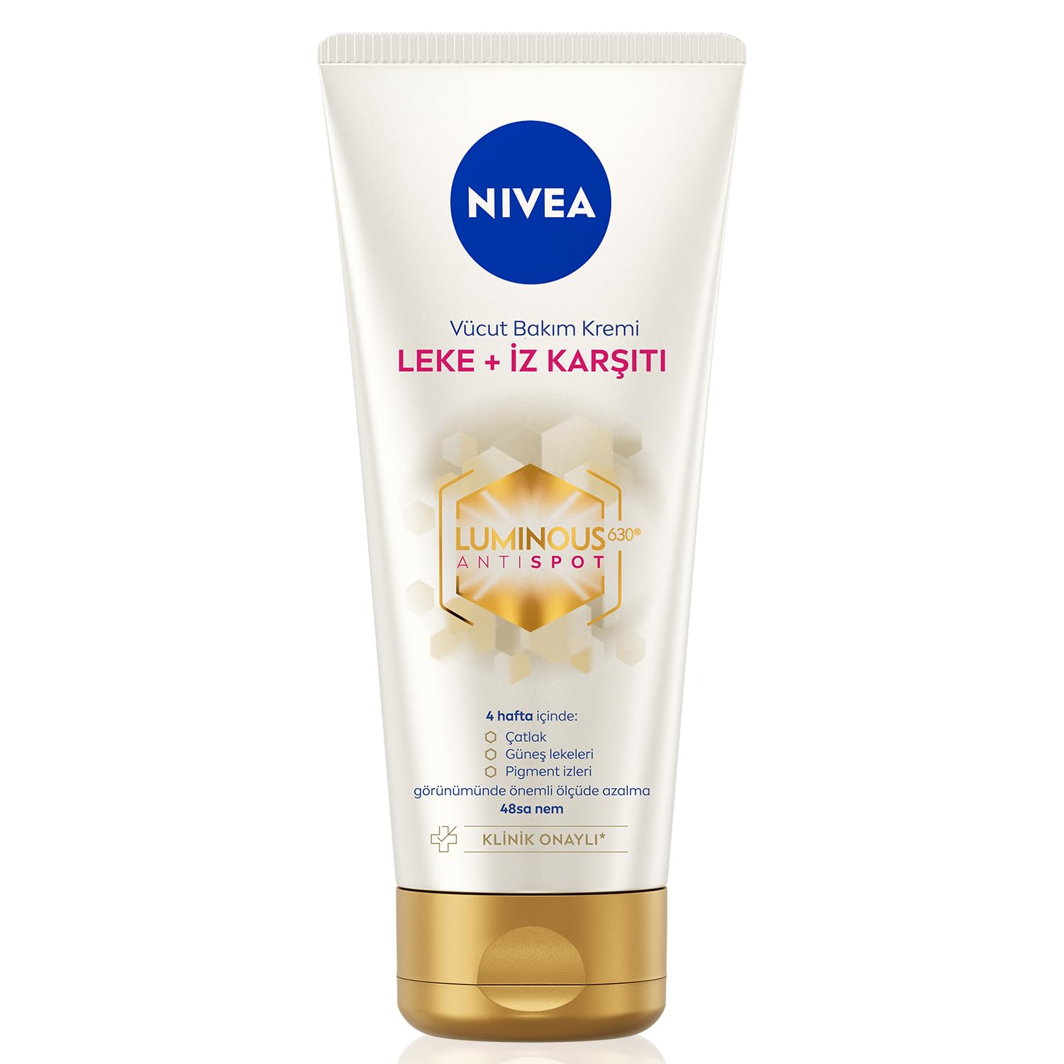 NIVEA Luminous630 Leke ve İz Karşıtı Vücut Bakım Kremi 200ml, Çatlak ve Güneş Lekesi İyileştirici, 48 Saat Nemlendirici