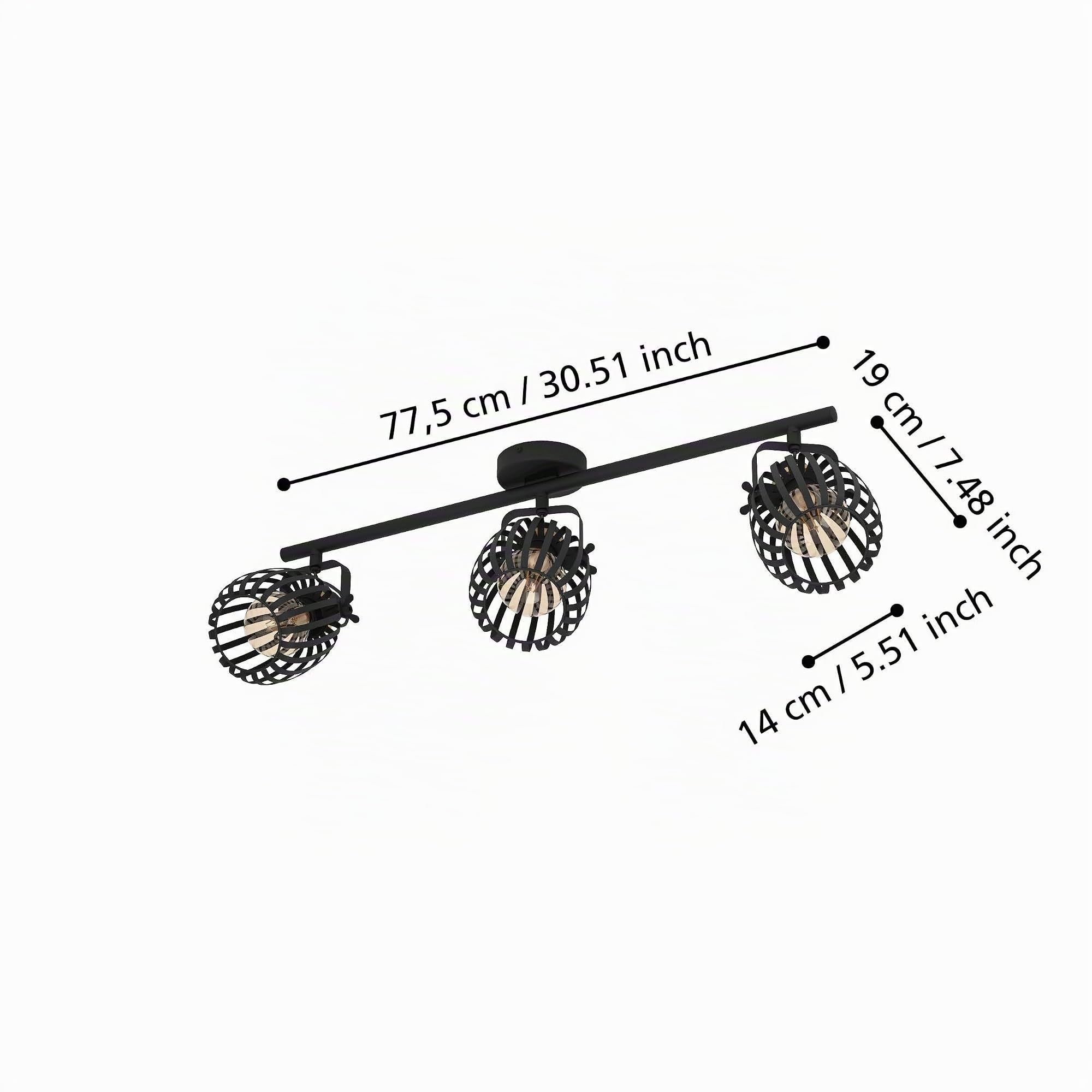 EGLO Deckenstrahler Segovia, 3-flammige Deckenlampe mit schwenkbaren Spots | Deckenleuchte aus Metall in Schwarz und Messing-gebürstet, Deckenspot mit E27 Fassung