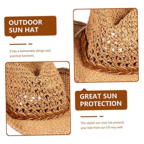 Portable Boy Girl Straw Woven Sun Hat Wide Brim Beach Hat for Toddlers Lightweight Uv Outdoor Accessory for Boy Girl Light2