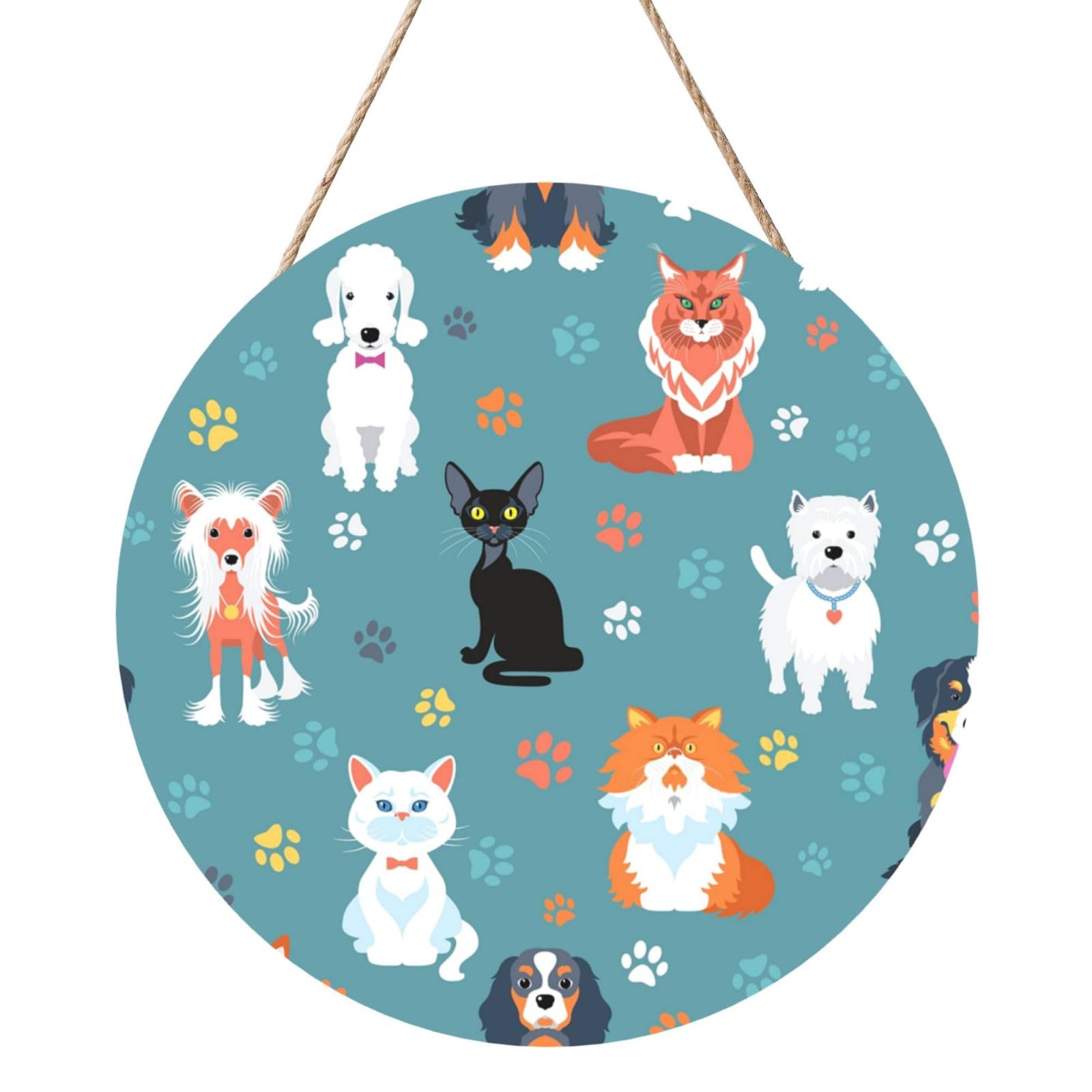 InOmak Cute Labrador Dog, Round Wood Panel Painting 12 in, Wall Hanging Painting For Home