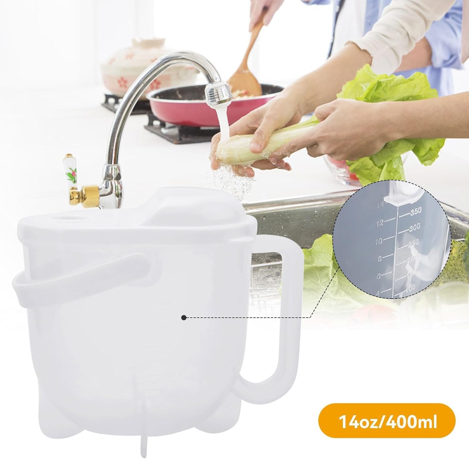 Colador de cuenco de arroz, cuenco de lavado de arroz con colador, colador de grano transparente con mango para cocina, alimentos/pastas, 19 × 12 × 6.3 in 8