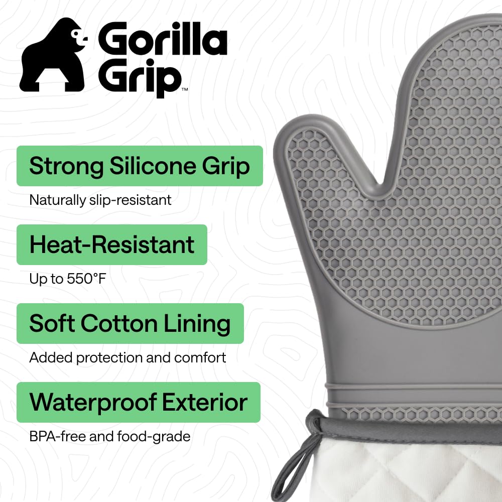 Amazon.com: GORILLA GRIP BPA-Free Soft Silicone Oven Mitts, 550F
