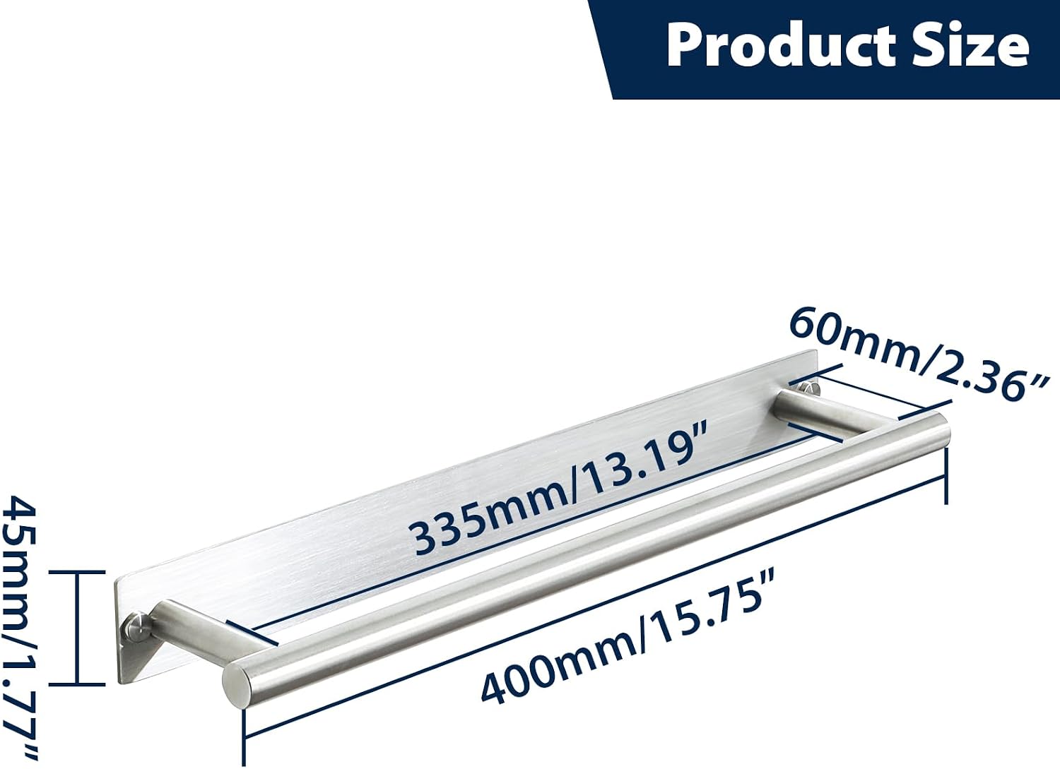 Alise Adhesive Towel Bar Brushed Nickel,Towel Racks for Bathroom Wall Mounted,Bathroom Towel Rack SUS304 Stainless Steel,Towel Holder for Bathroom Hardware Decoration,Sticky or Screw-Mounted,16 Inch