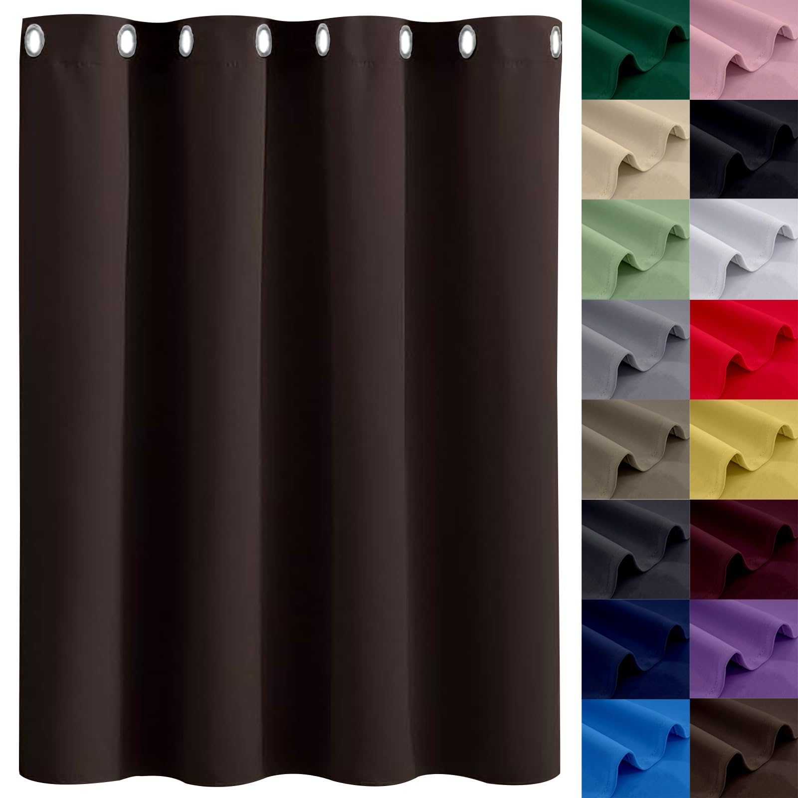 GAIFNAG 100% Blackout Eyelet Curtains 140 x 150 cm Drop Eyelet, Lightweight, Thermal Insulated Curtains Pencil Pleat Curtains for Apartment/Hotel Dorm, Brown