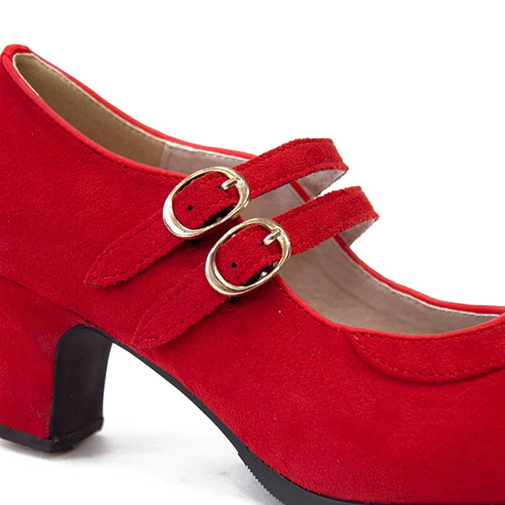 Zapatos de Flamenco de Dos Correas en Ante y Doble Suela