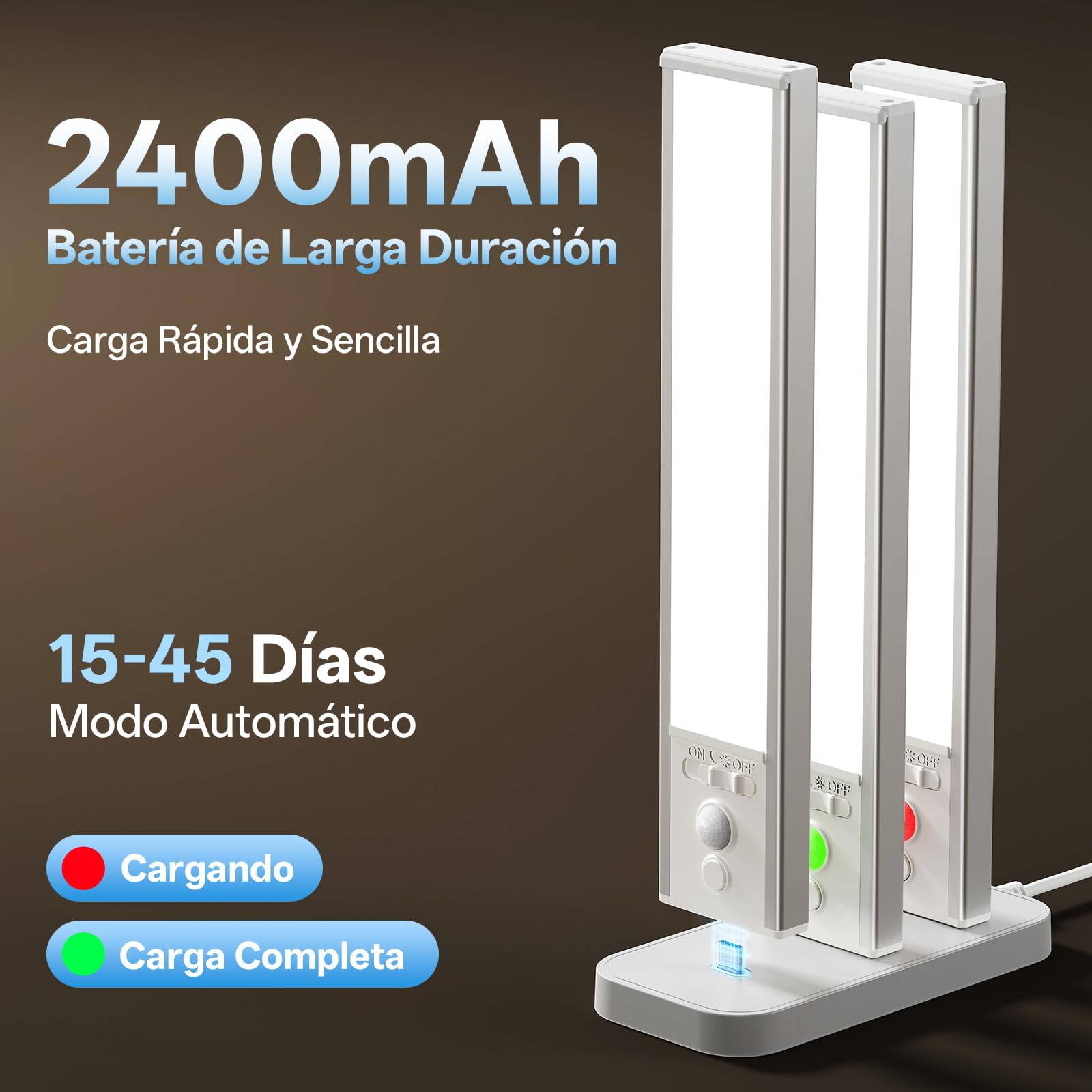 Luz Led con Sensor de Movimiento, Luces Blanco Frío 6500 K,6 piezas