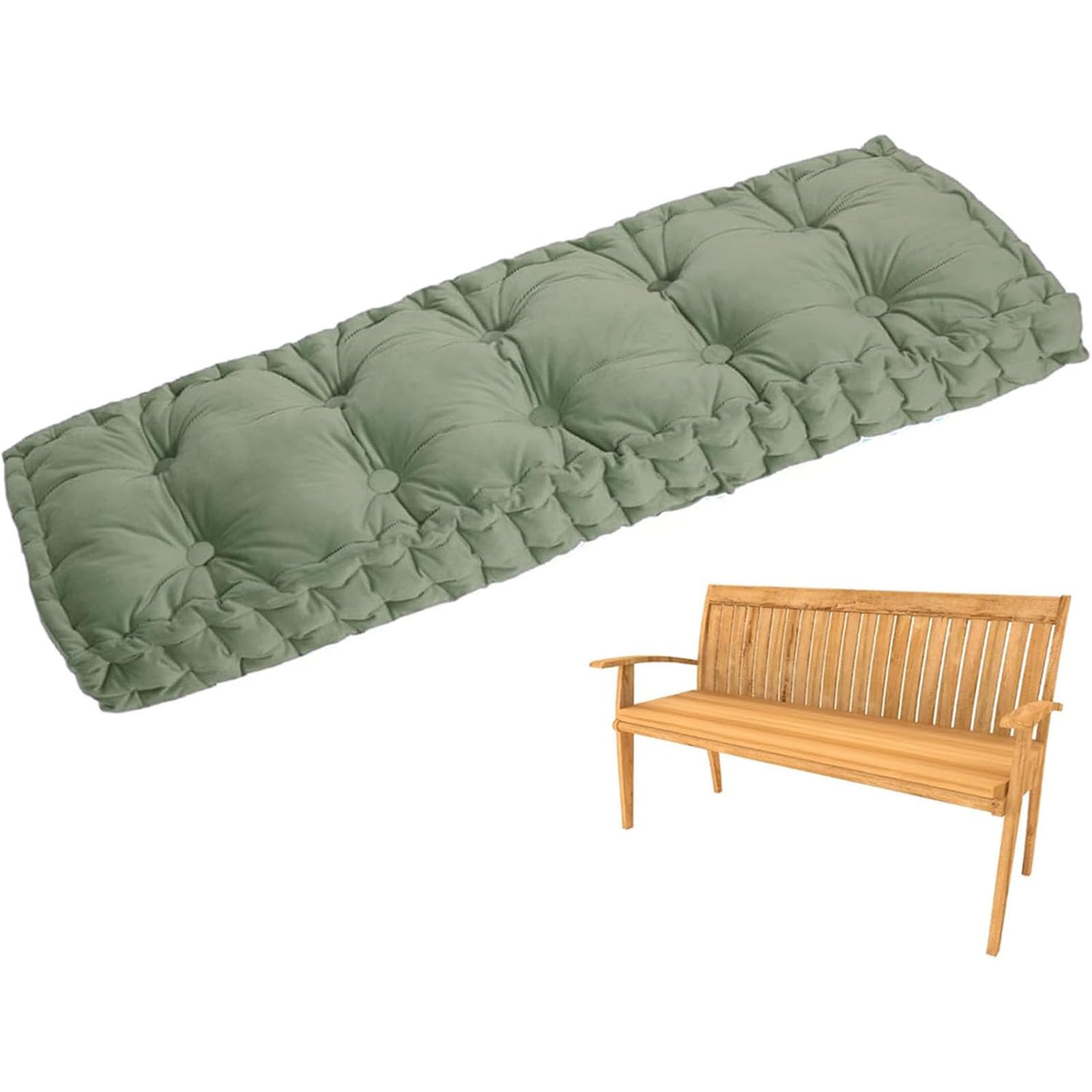 Coussin pour banc de jardin fini les assises dures matelas épais 140x40 cm vert gazon