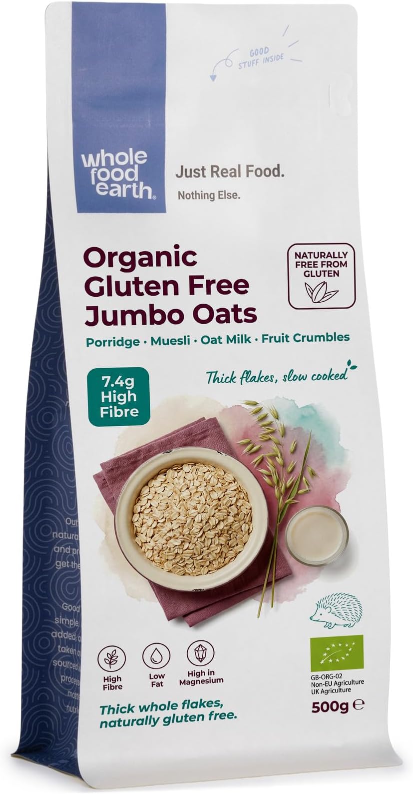 Organic Gluten Free Jumbo Oats โ 500g | GMO Free | Vegan | High Fibre | Certified Organic