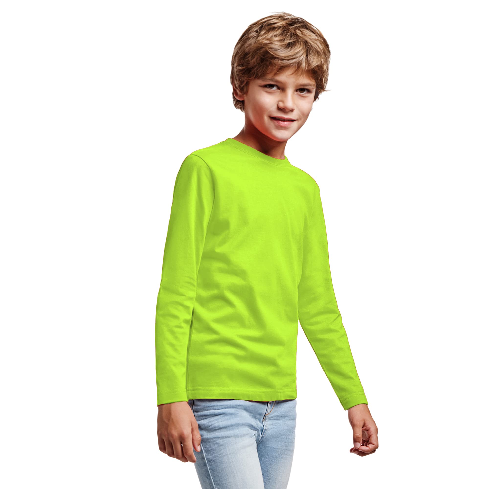 KINKIES Camiseta de Colores Manga Larga 100% Algodón para niño – Camiseta Cuello Redondo Doble Elastano, cómoda, Suave, Lisa y Elegante