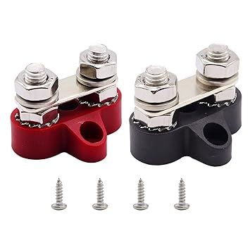 Orifort Dual Studs Battery Junction Posts, Power and Ground Junction Block Power Distribution Studs Connector Terminals (1/4