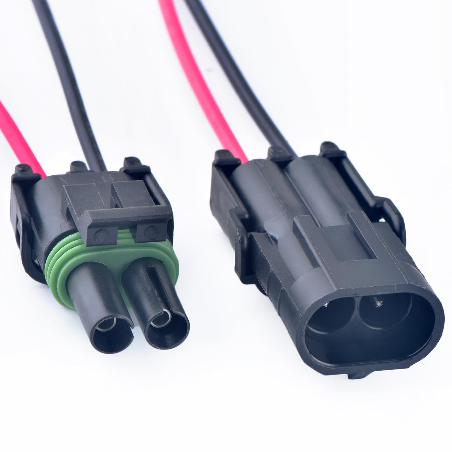 DECKBU 2 pins Male and Female Solenoid Valve Waterproof Connector Plug-in with 16AWG Wires