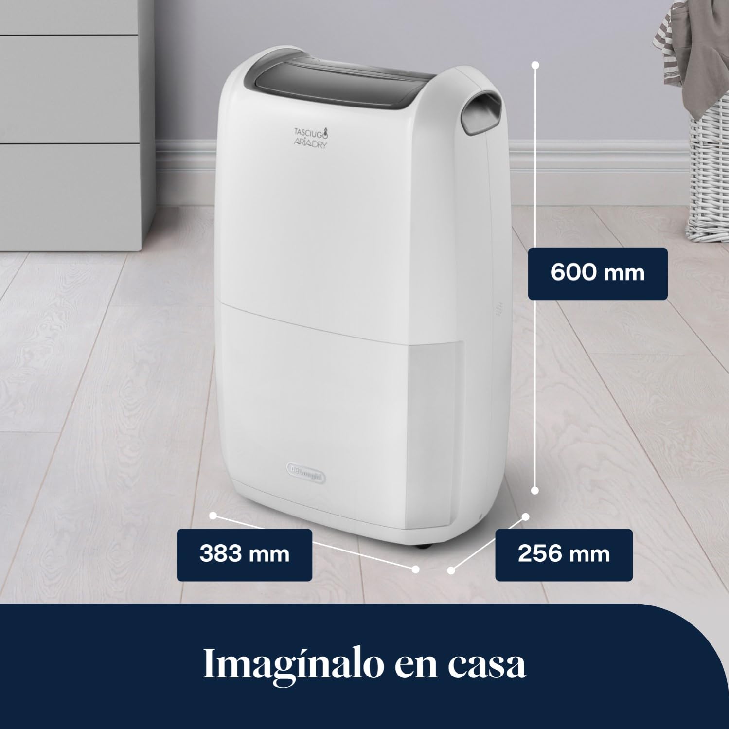 De’Longhi Tasciugo AriaDry Multi - Deshumidificador Doméstico Portátil, 25L/Día de deshumidificación, Función Secado de Ropa, Anti-Moho, Silencioso, Temporizador, Blanco (DDSX225)