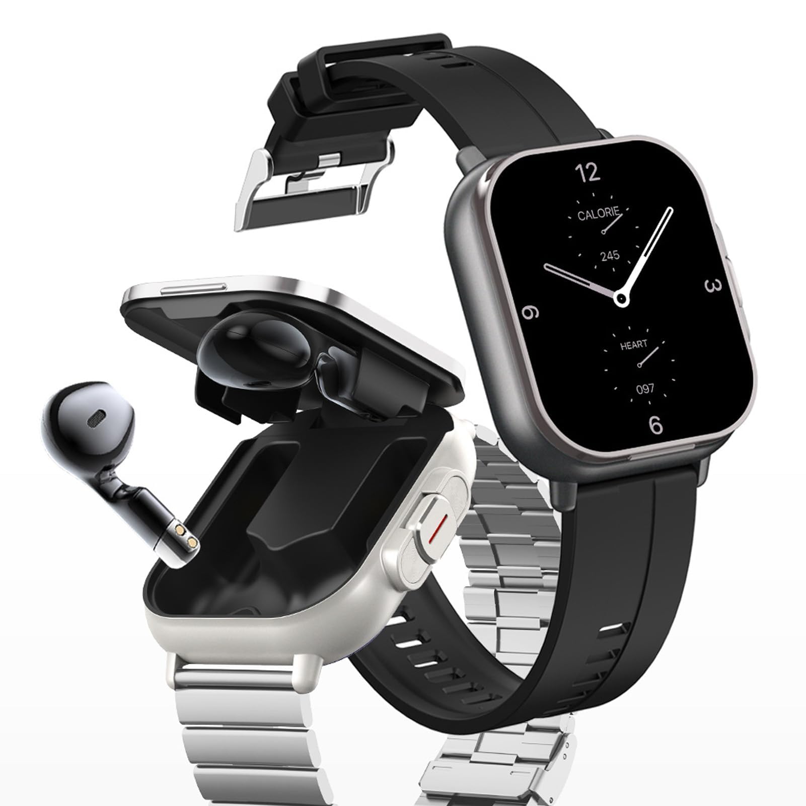 Ejoyous Smartwatch ze słuchawkami, ekran 2,01 HD, zegarek ze słuchawkami, bezprzewodowy zestaw słuchawkowy, tracker fitness IP67, wodoszczelny NFC monitor snu, krokomierz, kompatybilny z systemem