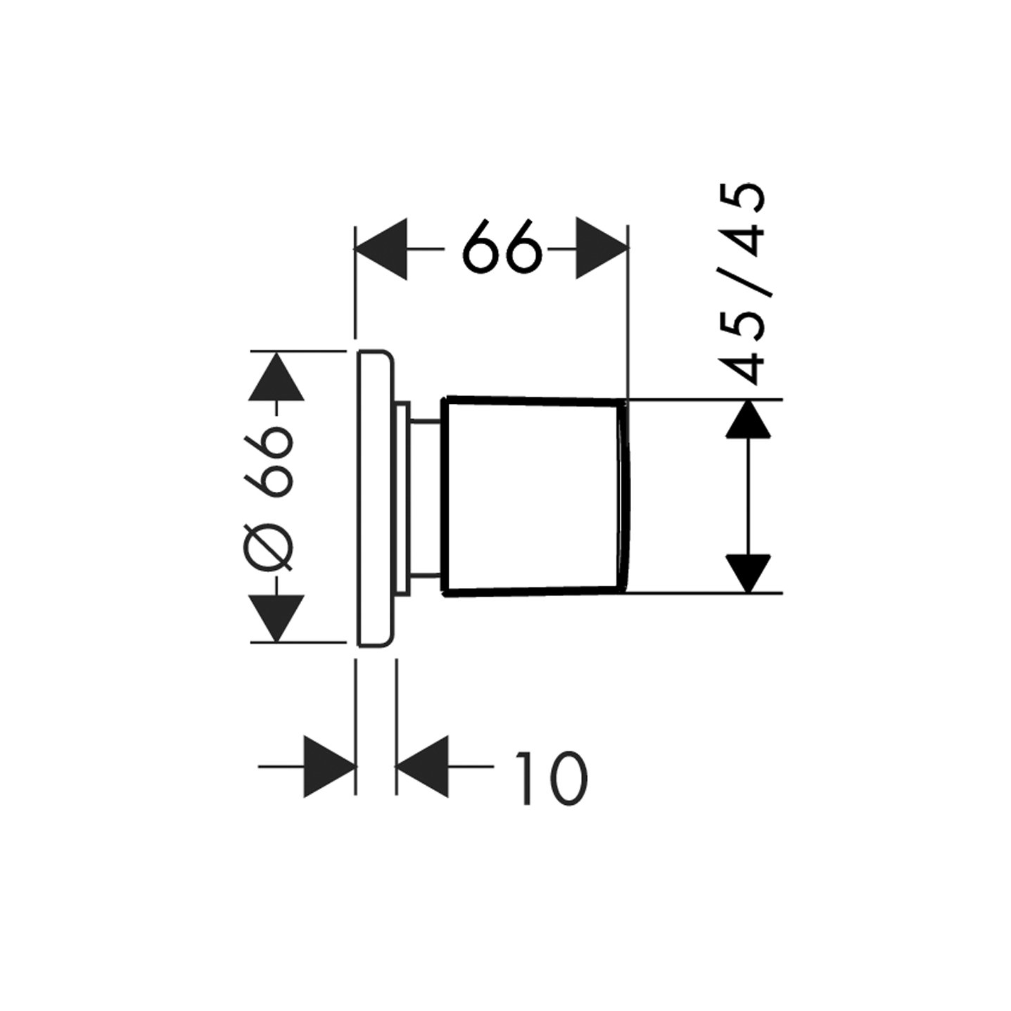 hansgrohe Metris - llave de paso E empotrada, válvula rectangular para controlar la cantidad de agua, se requiere un cuerpo base correspondiente para la instalación, cromo, 31677000