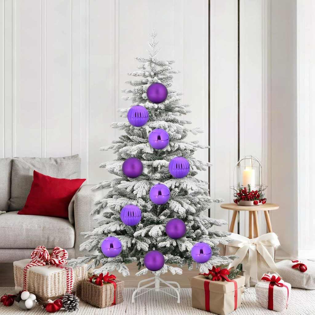Weihnachtskugelset XL 9 pcs Lila Kunststoff | Bruchsicher, Leicht, Vielseitig für Baum oder Kranz, Pflegeleicht mit feuchtem Tuch