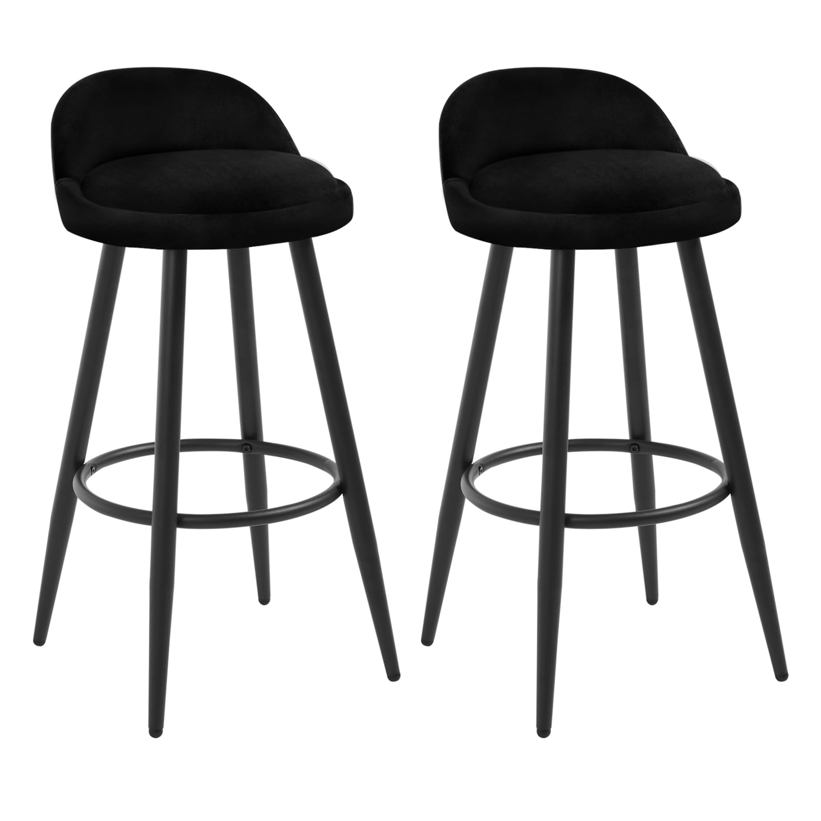 Sponsored Ad – WOLTU Bar Stools Set of 2, Breakfast Barstools, Kitchen Island Counter Stools with Low Back and Footrest, Velvet, Black