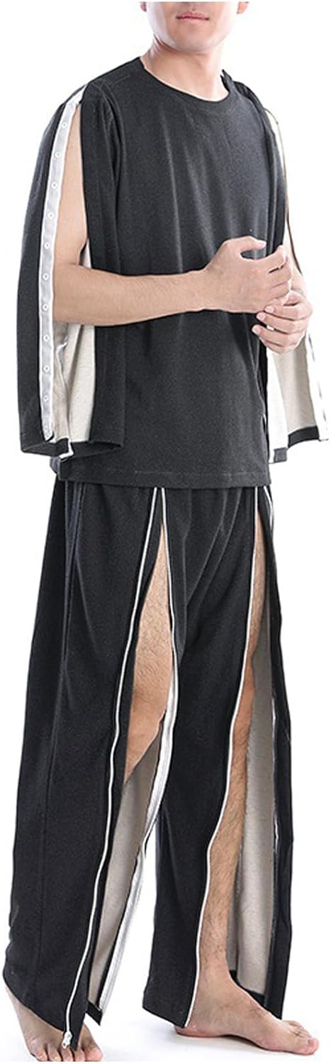 Bedridden Patient Clothing for Men Hospital Gown Cotton Pajamas Tear Away Post-Operative Recovery Patient Clothes