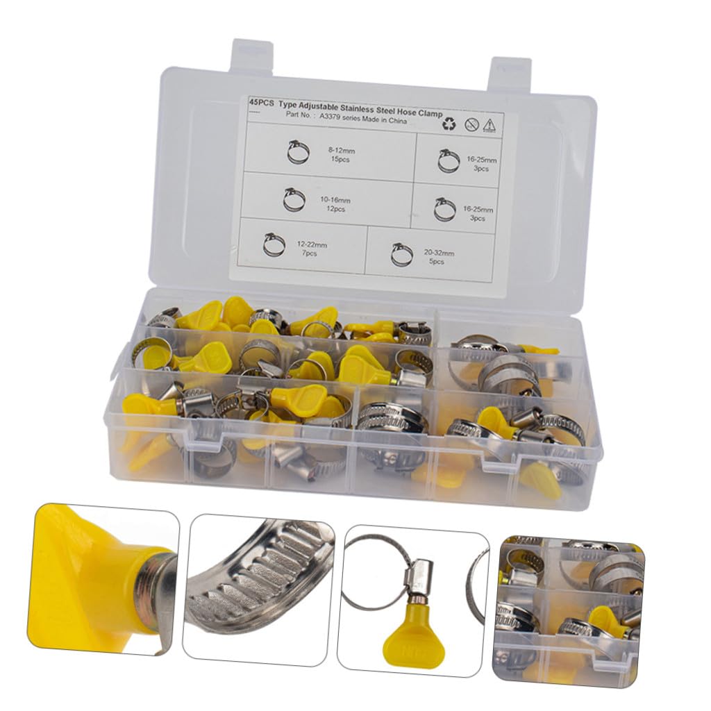 Alipis 45 Pièces Colliers de Serrage Tuyau Acier Inoxydable avec Plastique Lot de Clips pour Tuyaux Applications Domestiques et Mécaniques