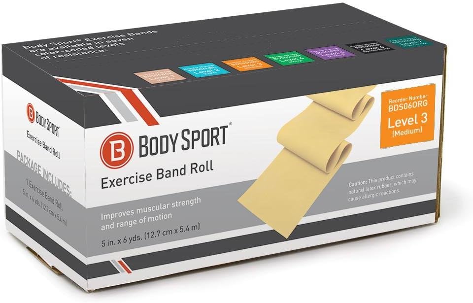 BodySport® Exercise Band, 5 in. x 6 yd. – Professional Resistance Bands for Home Fitness & Gym Exercises – Workout & Rehab Equipment
