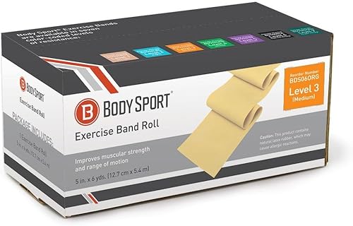 BodySport - Banda de ejercicio, 5 pulgadas x 6 yardas, bandas de resistencia profesionales para ejercicios de fitness y gimnasio en casa, equipo de