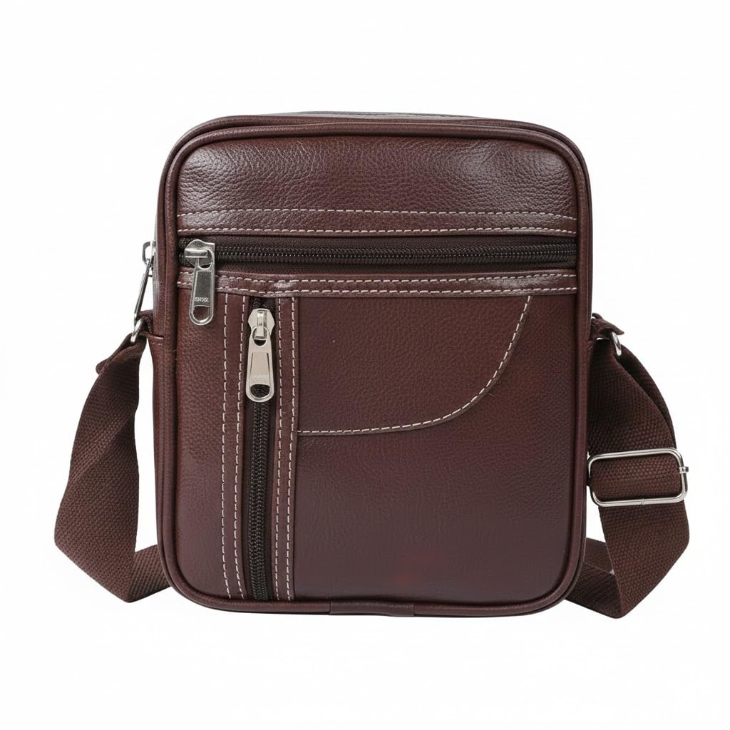 Passport Bag for Men Small PU Leather Sling Cross Body Travel Office One Side Shoulder Bag for Men Women-image-4