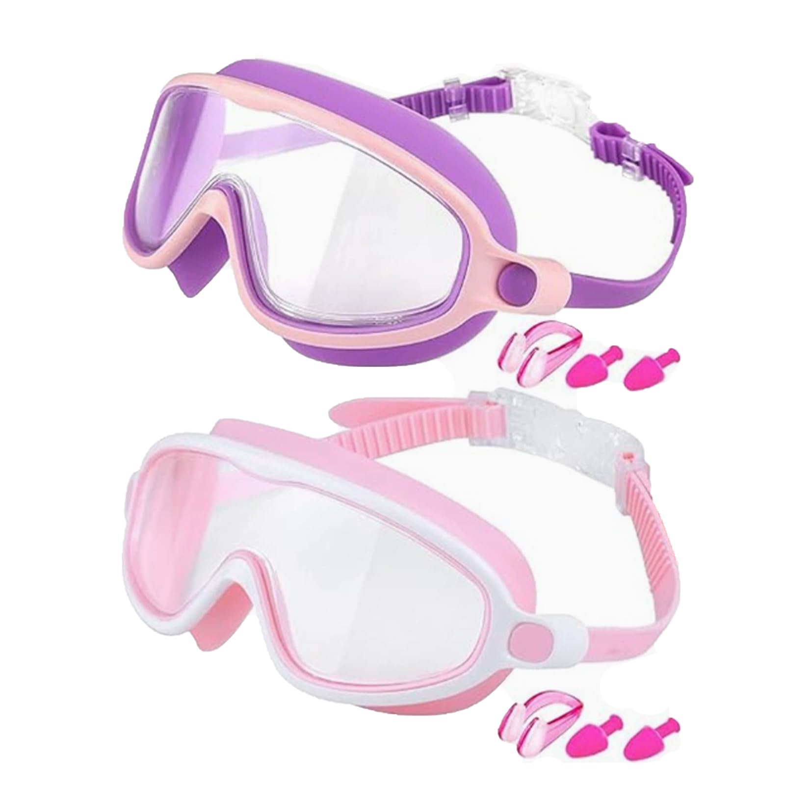 Alevez Tibatoes Goggles, with Nose Clip and Ear Plugs, No Leak Swim Goggles 2PCS (C)
