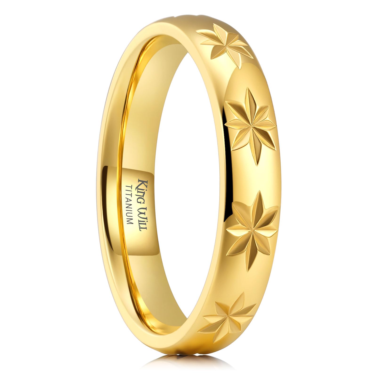 King Will Men's Women's Tungsten Carbide Ring 24k Gold Plated Rose Gold Plated Domed Polished Finish Wedding Band